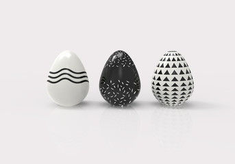 Black and white easter eggs with pattern