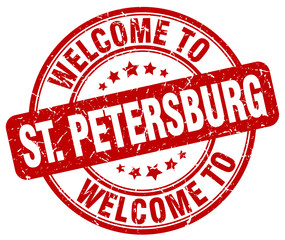 welcome to St. Petersburg red round vintage stamp