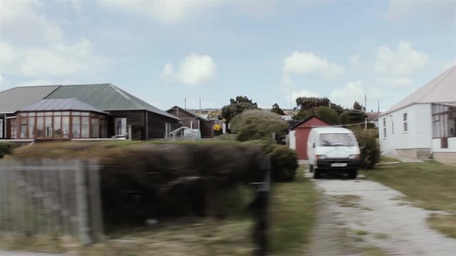 Driving Through Stanley, In The Falkland Islands. 
