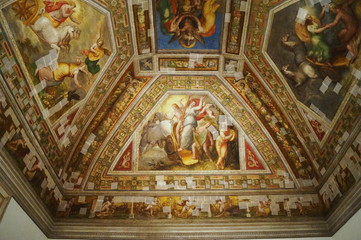 Fototapeta na wymiar Frescoes in the ducal chapel of the Este Castle in Ferrara, Italy