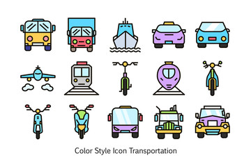colorful icon transportation