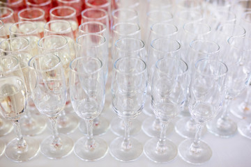 Wedding glasses filled with champagne