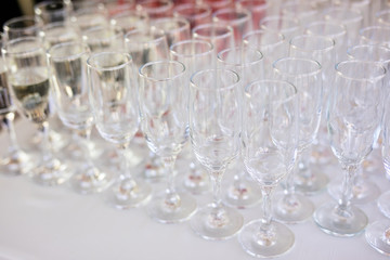 Wedding glasses filled with champagne