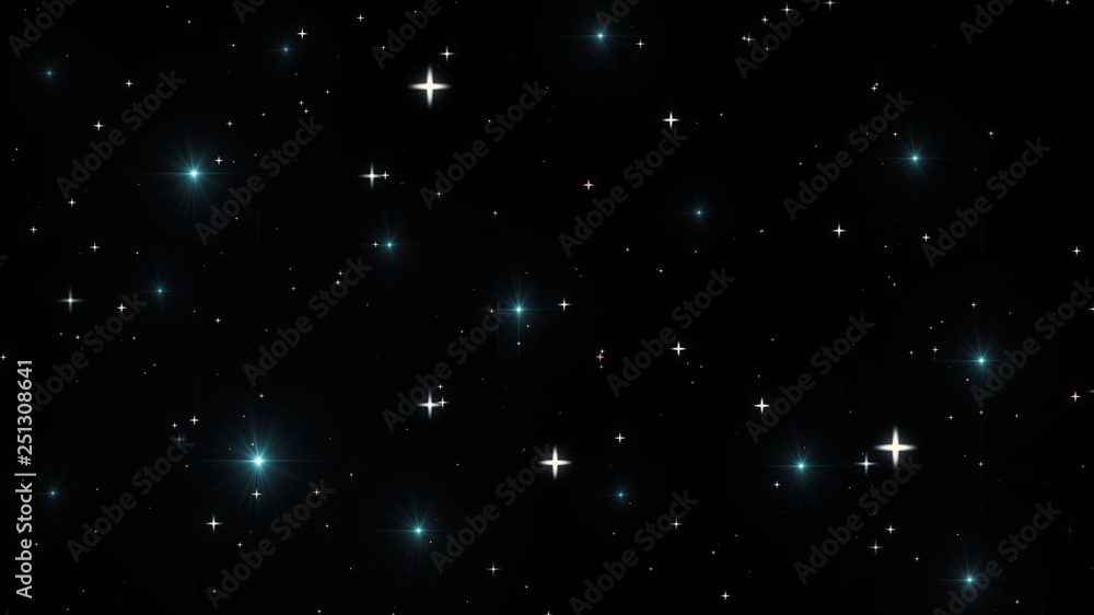 Wall mural night sky with stars sparkling on black background