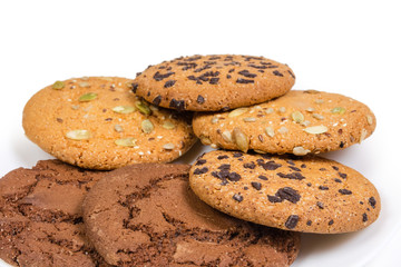Various drop cookies close-up on a white background