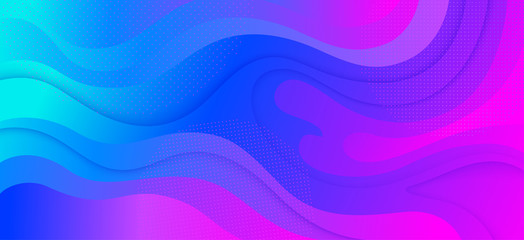 Blue and purple spectrum banner with abstract wavy pattern.