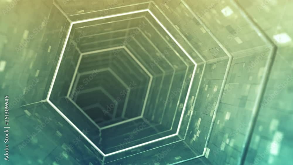 Poster modern corridor. abstract science fiction concept. 3d render seamless loop animation 4k uhd 3840x216
