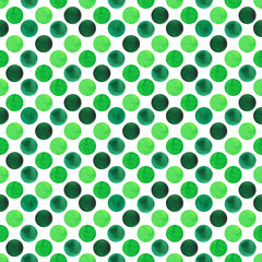 Fototapeta na wymiar Seamless green watercolour circles pattern