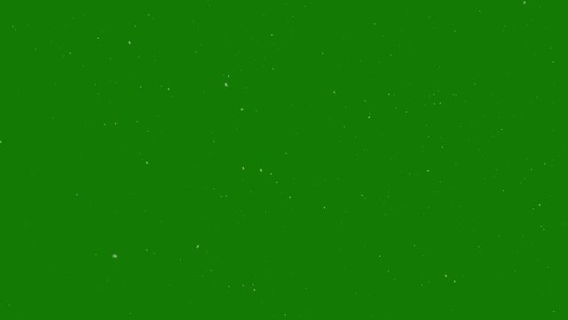 White particles on a green screen fly from bottom to top
