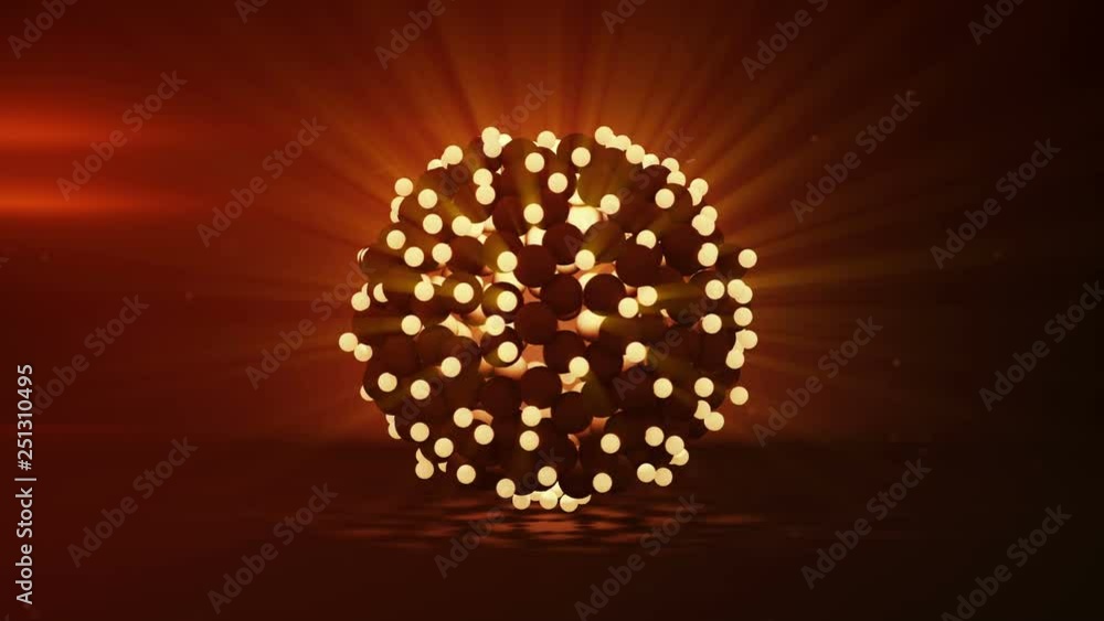 Poster bunch of glowing spheres. abstract sci-fi technology concept. seamless loop 3d render animation 4k u