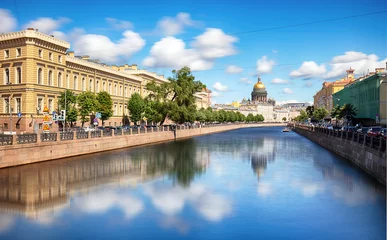 Deurstickers Saint Petersburg, Isaac's Cathedral,  waterfront canal and houses - Russia © TTstudio