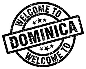 welcome to Dominica black stamp