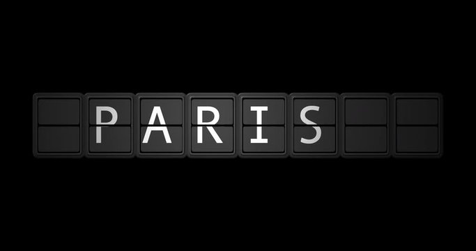 Animation Departure Board Paris Rome Paris.