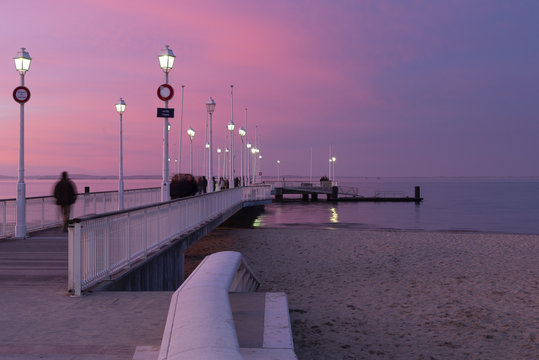 ARCACHON, FRANCE, 2018:  Arcachon is a renowned seaside resort town in southwest France that's known for oyster harvesting.