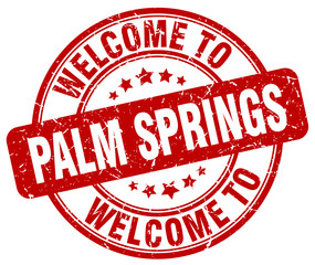 welcome to Palm Springs red round vintage stamp