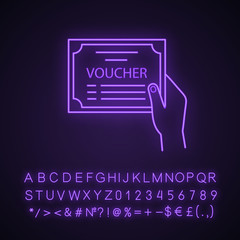 Voucher neon light icon