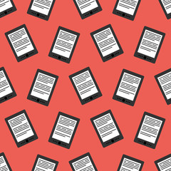 Vector seamless pattern background with electronic books, e-books.