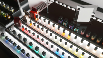 Multicolored cosmetic products. 3d illustration