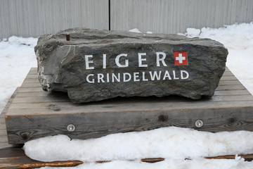 Gedenkstein in Grindelwald, Berneroberland, Schweiz