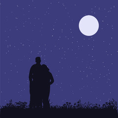 Obraz premium isolated, family with children in the park silhouette