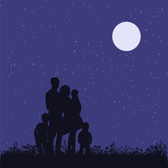  family in park silhouette
