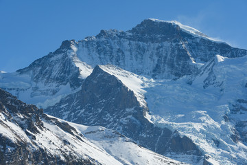 Fototapeta na wymiar Jungfrau-Massiv, aus Sicht von Wengen, Berneroberland, Schweiz