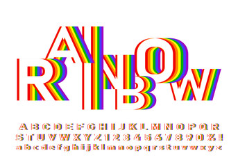 bright and colorful font in rainbow colors