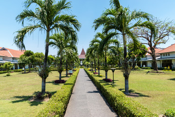 Fototapeta na wymiar In the middle of a Catholic hospital park St. Vincentius a Paulo, Surabaya