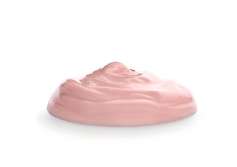 Tasty yogurt on white background