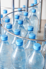 Many bottles of clean water in shop