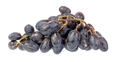 Dark purple ripe grapes isolated on white background