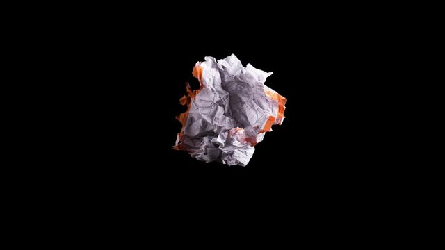 Stop motion animation: unwrapping and wrapping blank sheet of paper on black background. Crumpled piece of white paper exercise book.