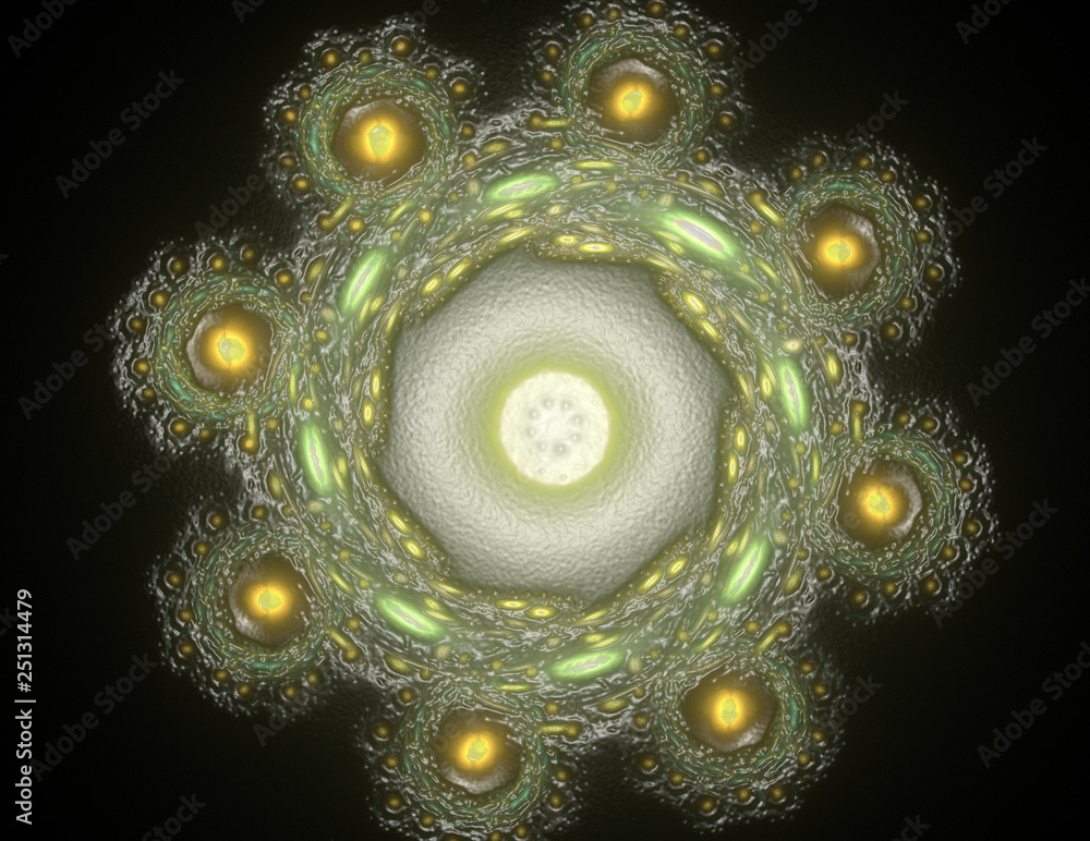 Poster abstract fractal color background with crossing circles and oval. motion illustration.