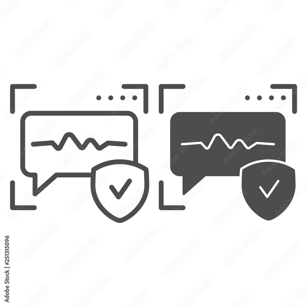Poster voice recognition line and glyph icon. sound identification vector illustration isolated on white. v