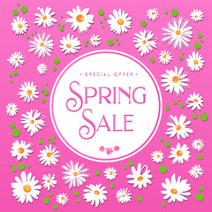 Spring sale vector banner design with sale text 