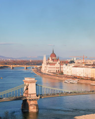 Fototapeta na wymiar Skyline of Budapest, Hungary, view of Danube and city skyline.