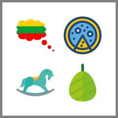 4 traditional icon. Vector illustration traditional set. pizza and carousel icons for traditional works