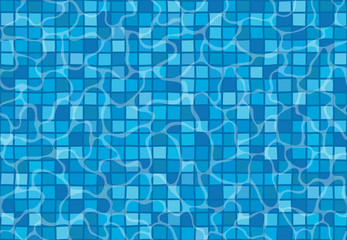 Swimming pool with mosaic tiles. Overhead view. Texture of water surface. Seamless pattern. Vector illustration.