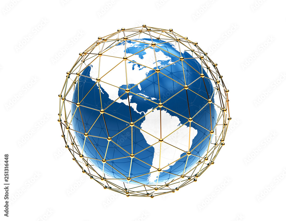 Poster close up on a planet with global connection