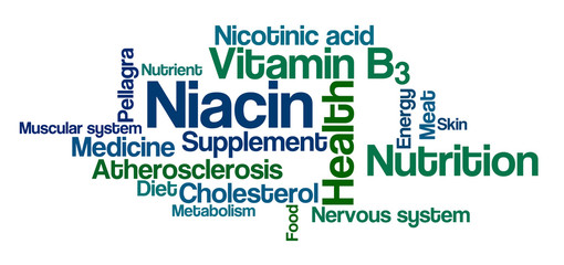 Word Cloud on a white background - Niacin