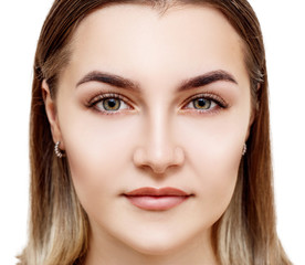 Fototapeta premium Front view on beautiful female face with perfect skin.