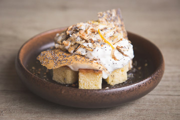 walnut cake with cream