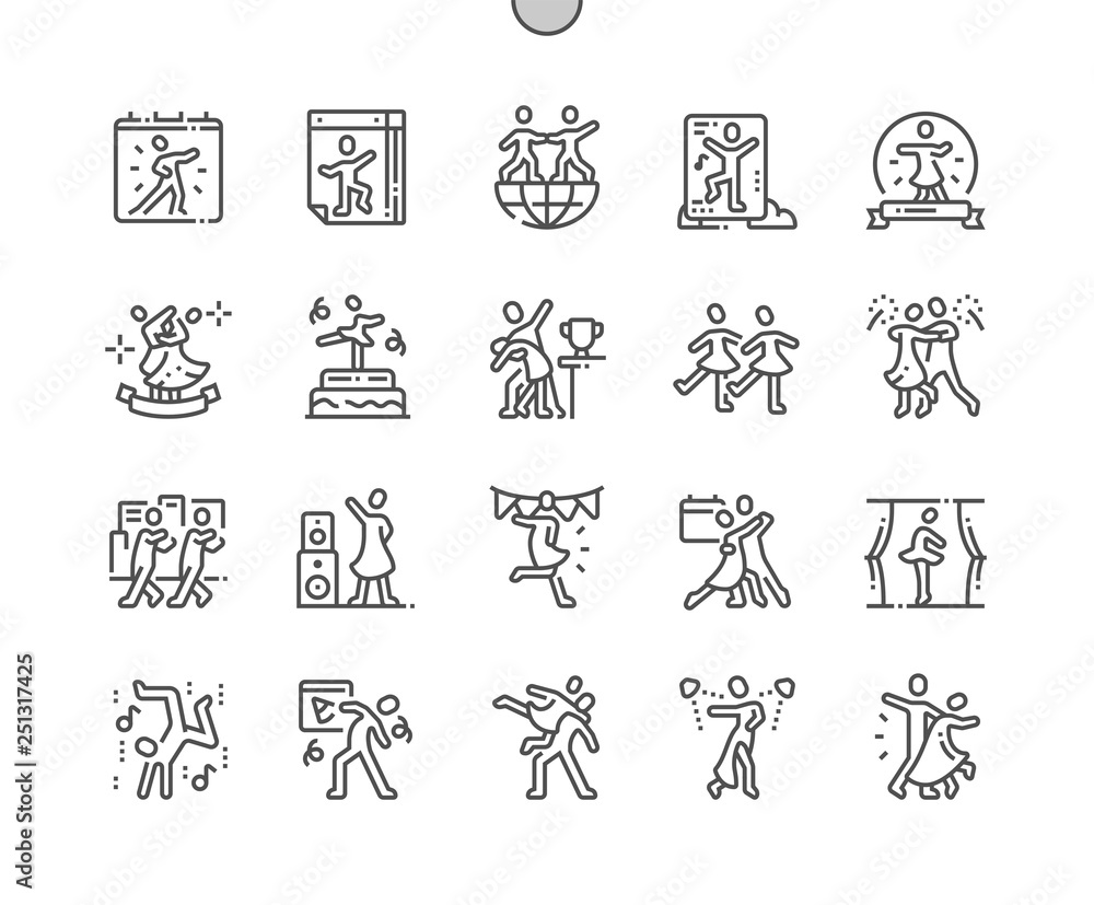 Poster international dance day well-crafted pixel perfect vector thin line icons 30 2x grid for web graphic
