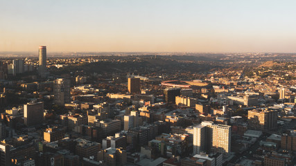 Obraz premium Aerial photography of Johannesburg city view, South Africa