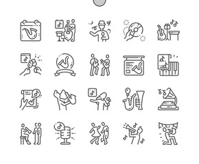 International Jazz Day Well-crafted Pixel Perfect Vector Thin Line Icons 30 2x Grid for Web Graphics and Apps. Simple Minimal Pictogram