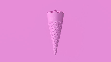 Pink Ice Cream Cornet with Chocolate Chips 3d illustration 3d render
