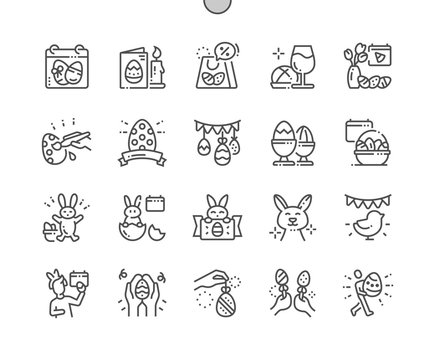 Easter Well-crafted Pixel Perfect Vector Thin Line Icons 30 2x Grid for Web Graphics and Apps. Simple Minimal Pictogram