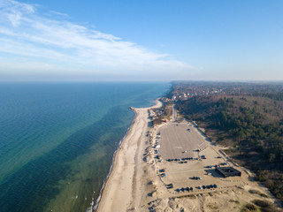 Aerial view of Tisvildeleje Beach Parking Lot, Denmark