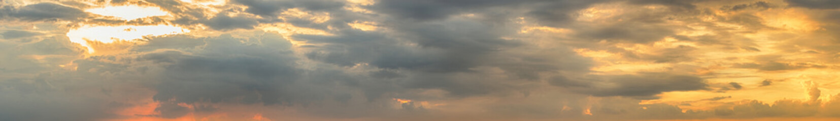 Panoramic view of Colourful sunset twilight sky
