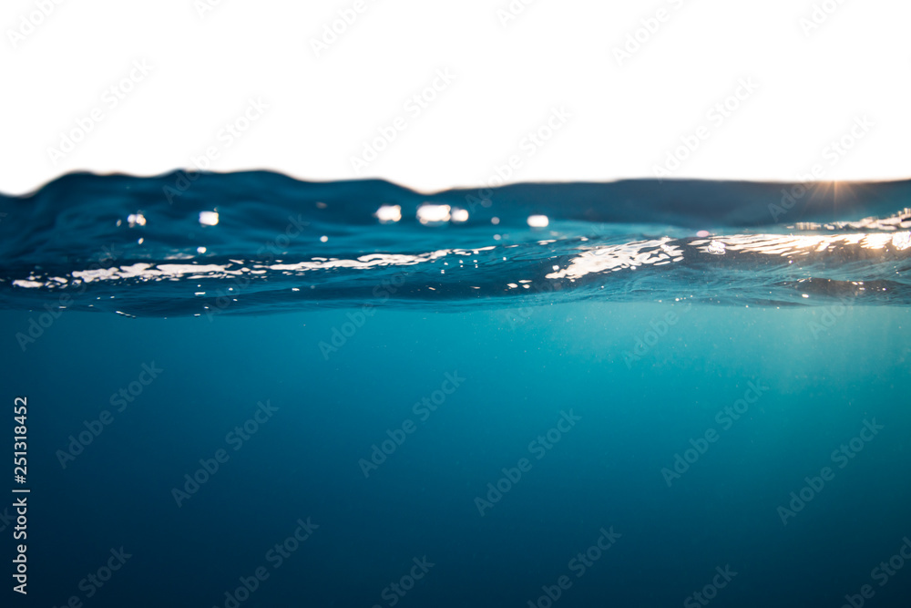 Fototapete Water wave isolated on white background